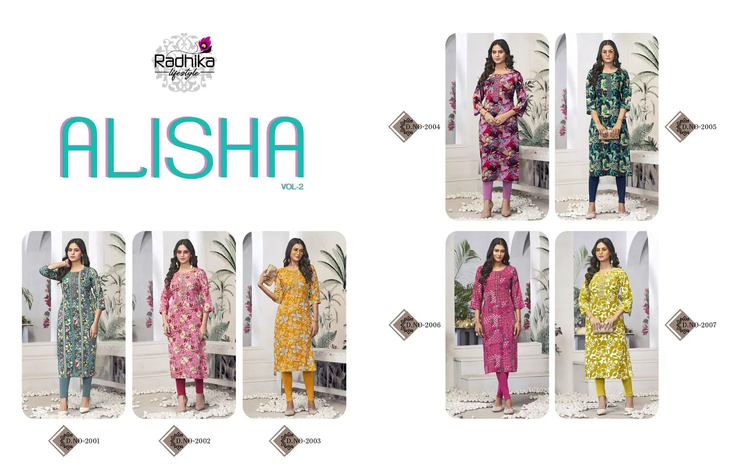 Alisha Vol 2 By Radhika Rayon Printed Embroidery Designer Kurti Online Wholesale